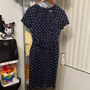 Eva Mendez Navy Polka Dot Dress